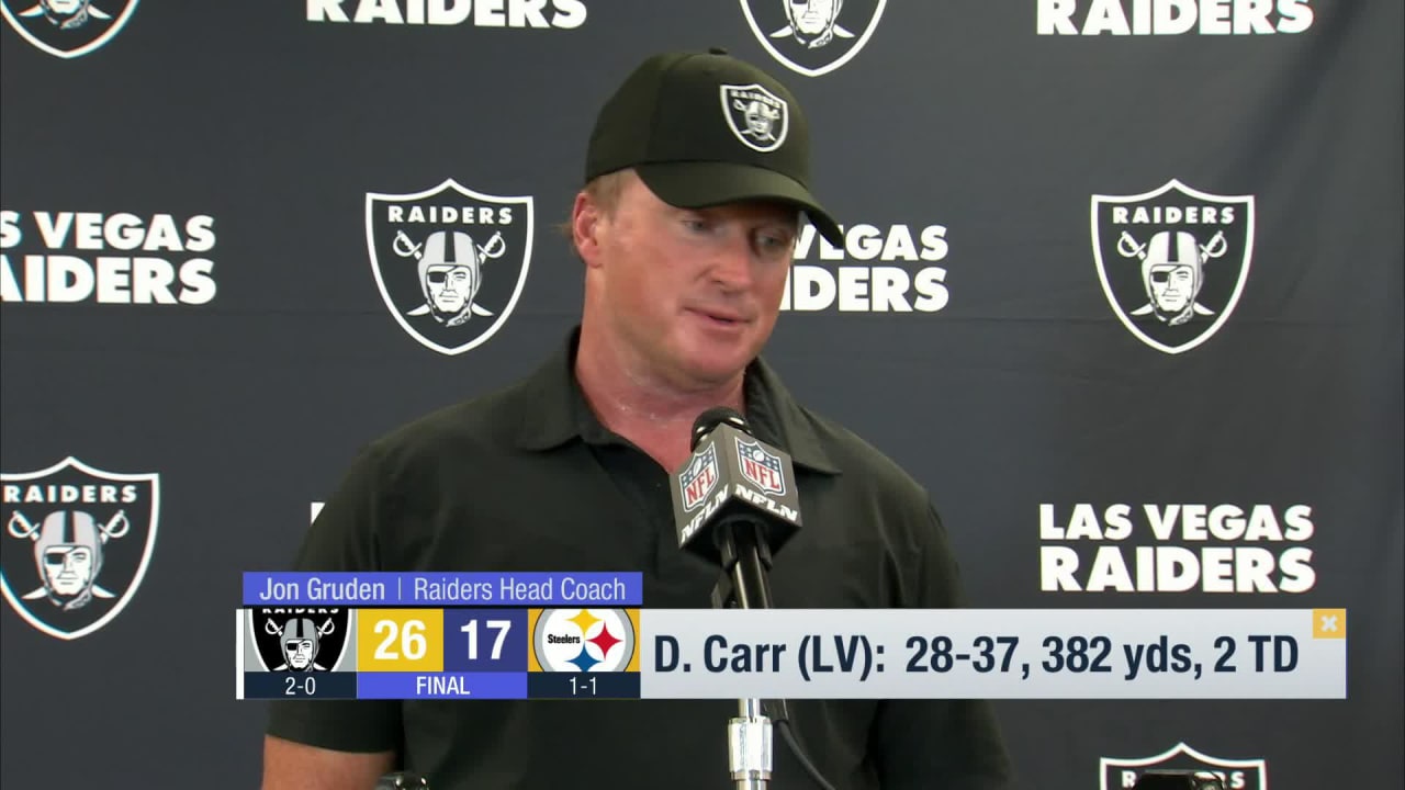 Las Vegas Raiders head coach Jon Gruden on Derek Carr: He's 'a big reason  why we've been able to win'