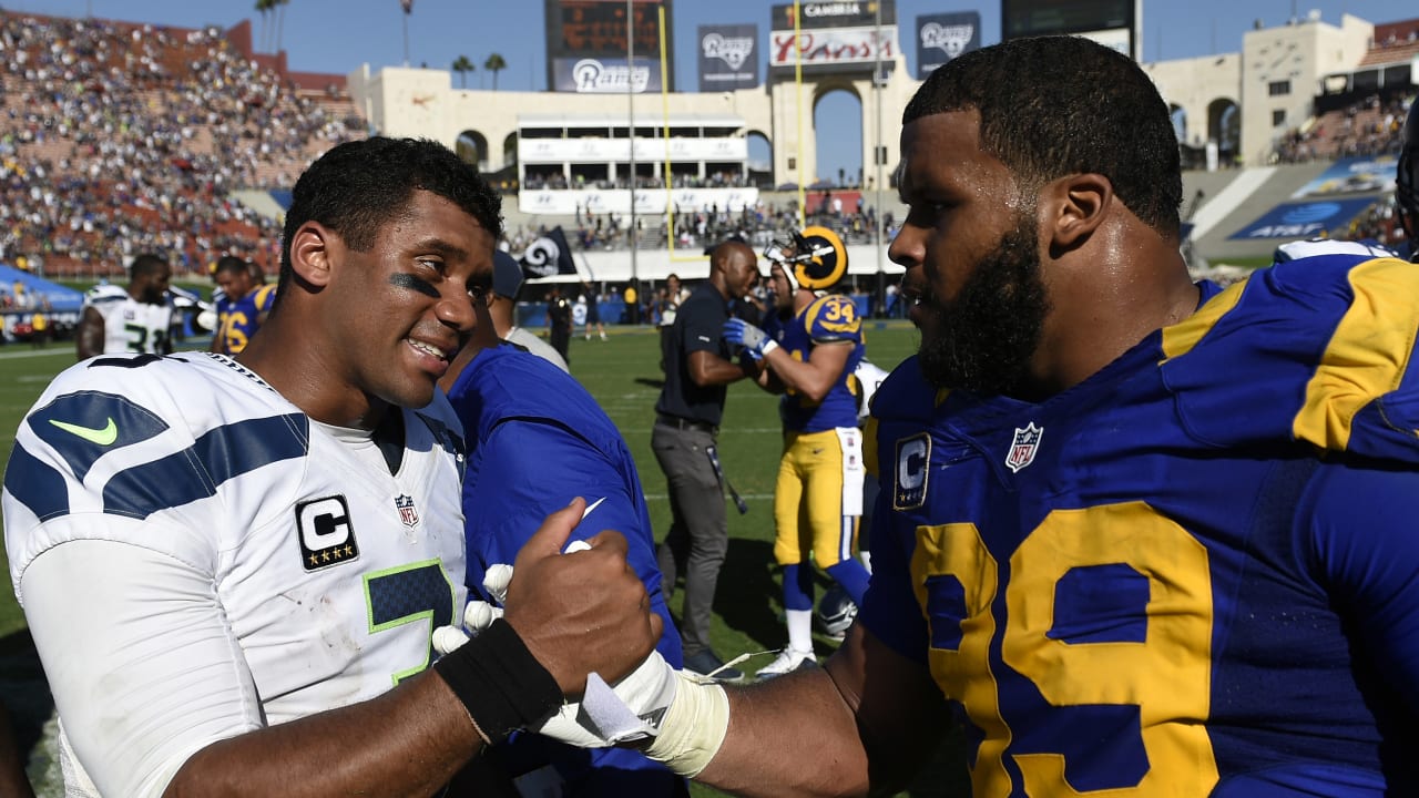 Aaron Donald bags Rams record with sack of Russell Wilson