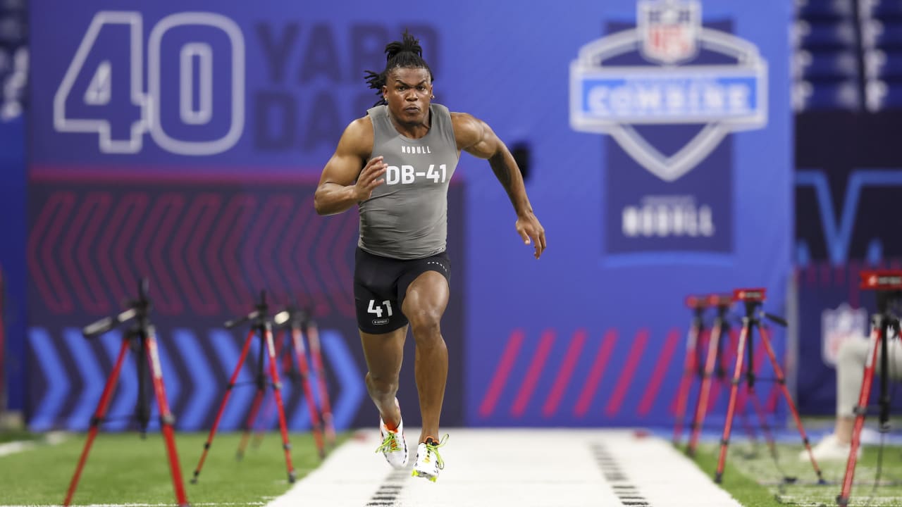 Safety Ji'Ayir Brown runs official 4.65-second 40-yard dash at 2023 NFL ...