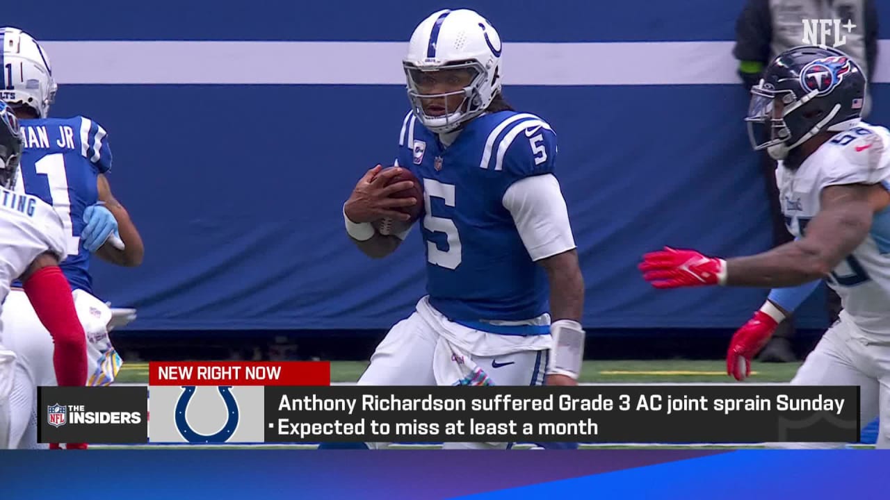 Indianapolis Colts quarterback Anthony Richardson AC joint injury