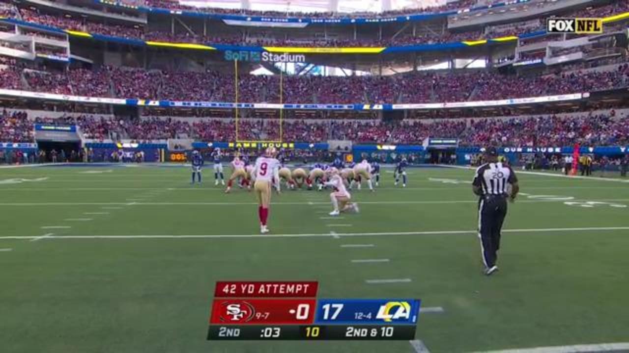 SANTA CLARA, CA - DECEMBER 24: San Francisco 49ers place kicker Robbie  Gould (9) gets congratulations from San Francisco 49ers offensive tackle  Colton McKivitz (68) after scoring a field goal during the