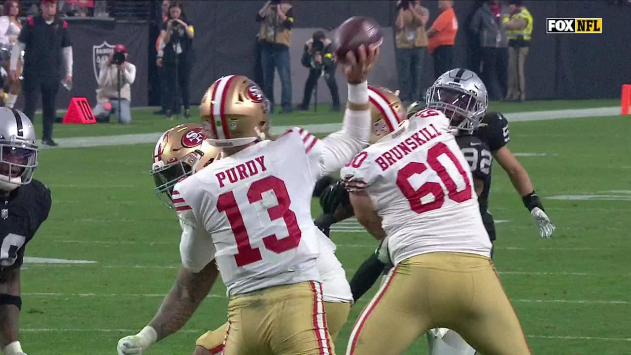 San Francisco 49ers quarterback Brock Purdy flashes his arm