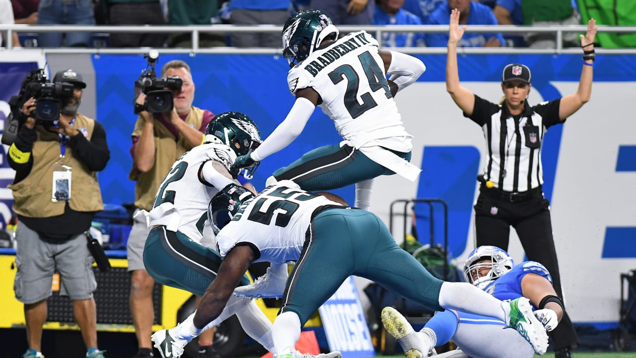 Eagles' James Bradberry returns an INT for a touchdown vs. Lions