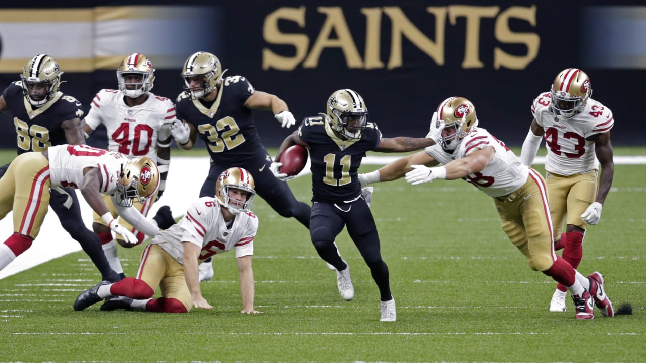 New Orleans Saints punter catches football with midsection, kicks it 16  yards