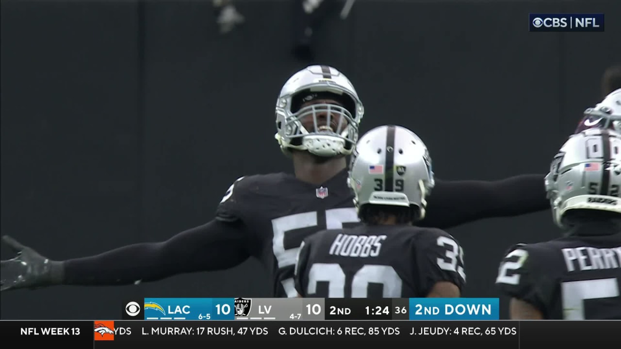 Las Vegas Raiders defensive end Chandler Jones picks up his third sack