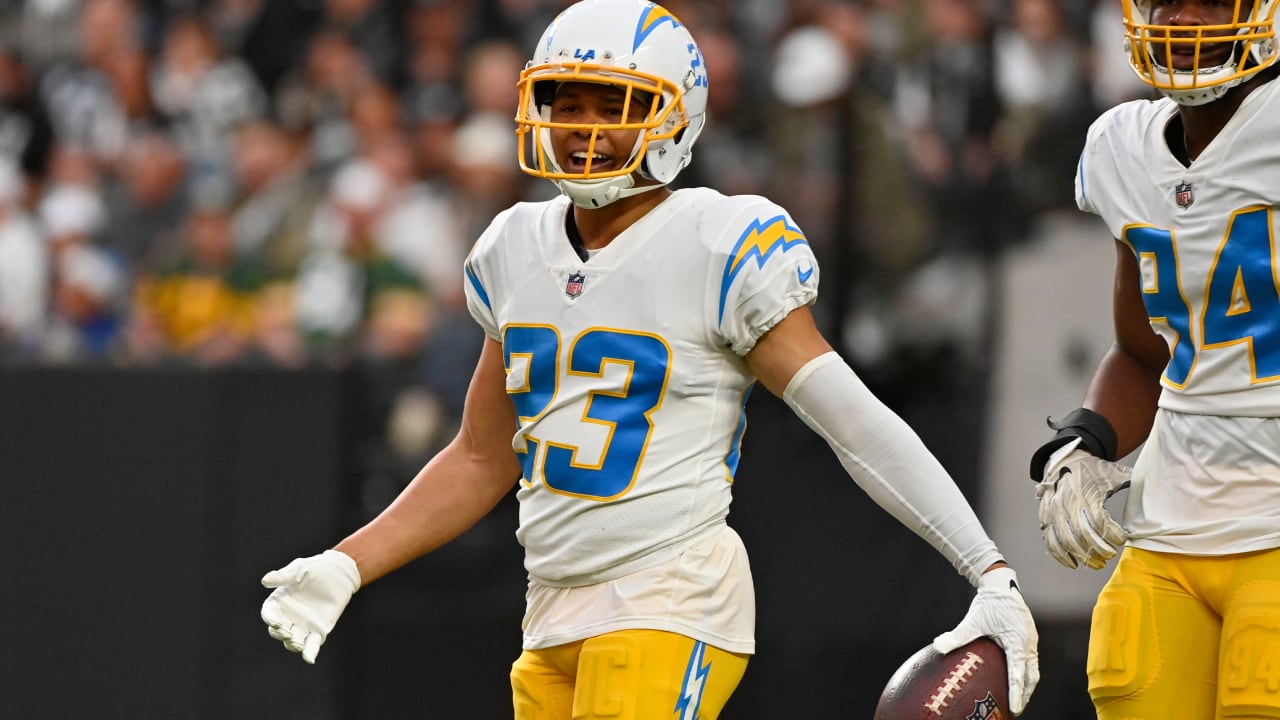 Bryce Callahan Los Angeles Chargers Game-Used #23 White Jersey vs. Houston  Texans on October 2