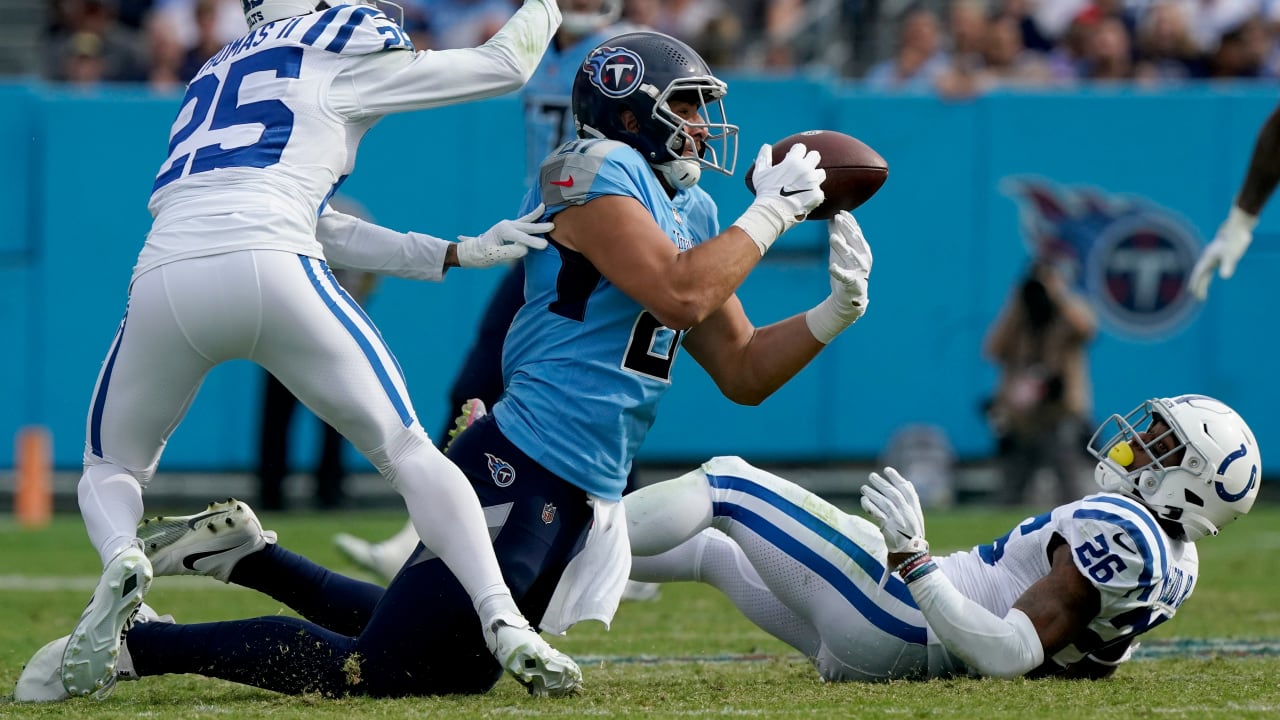 Tight end Austin Hooper of the Tennessee Titans is tackled by safety  News Photo - Getty Images