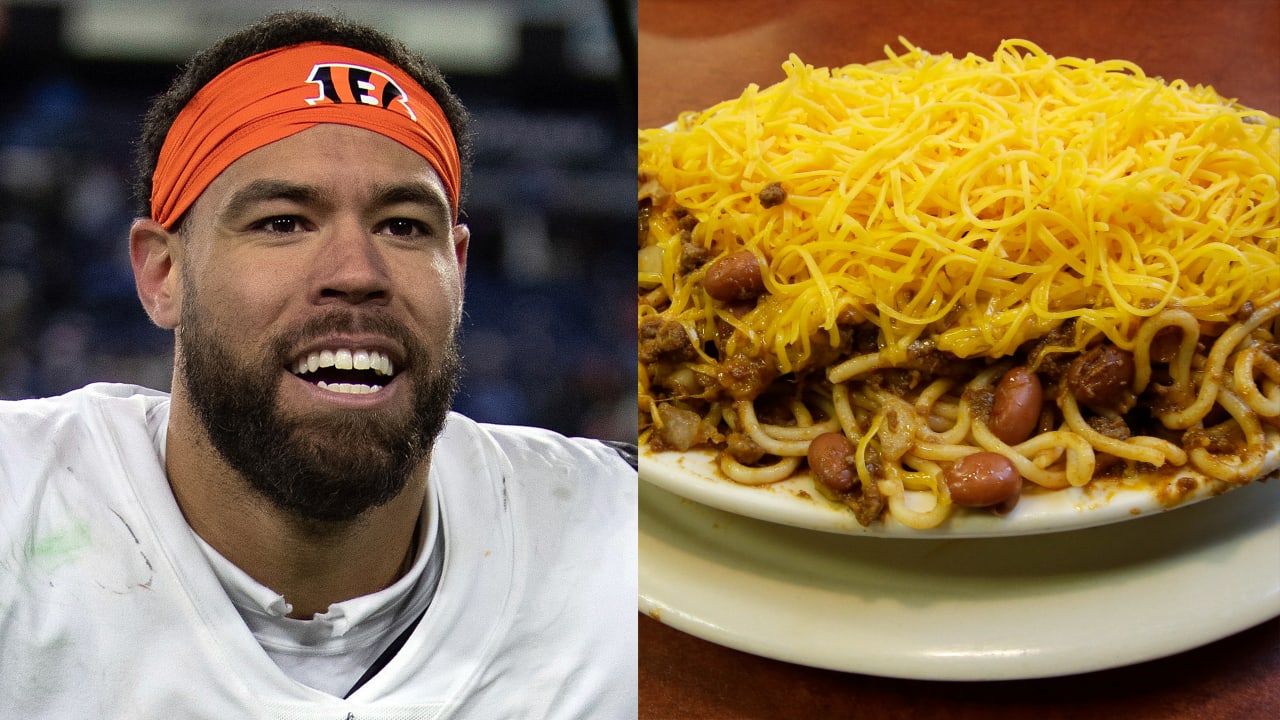 Bengals TE C.J. Uzomah vows to bathe in Skyline chili if his team