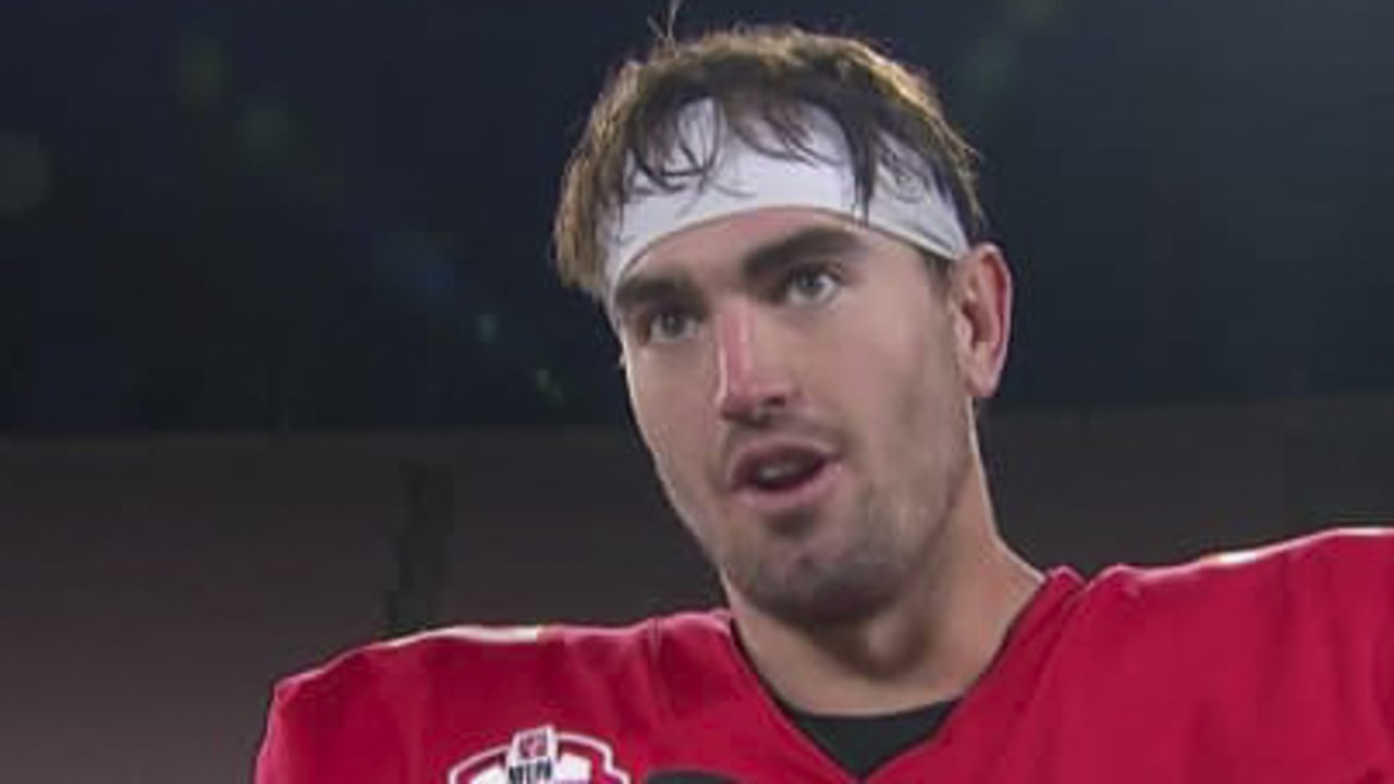 Southeastern Louisiana Lions quarterback Cole Kelley reacts to winning