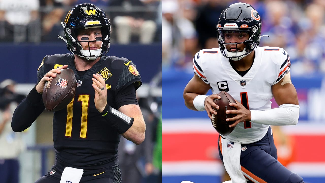 Chicago Bears quarterback Justin Fields runs against the Washington  Commanders in the second half of an NFL football game in Chicago, Thursday,  Oct. 13, 2022. The Commanders defeated the Bears 12-7. (AP