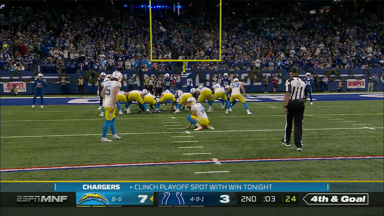 Los Angeles Chargers Cameron Dicker's 24-yard FG extends Bolts' lead to  10-3 at halftime