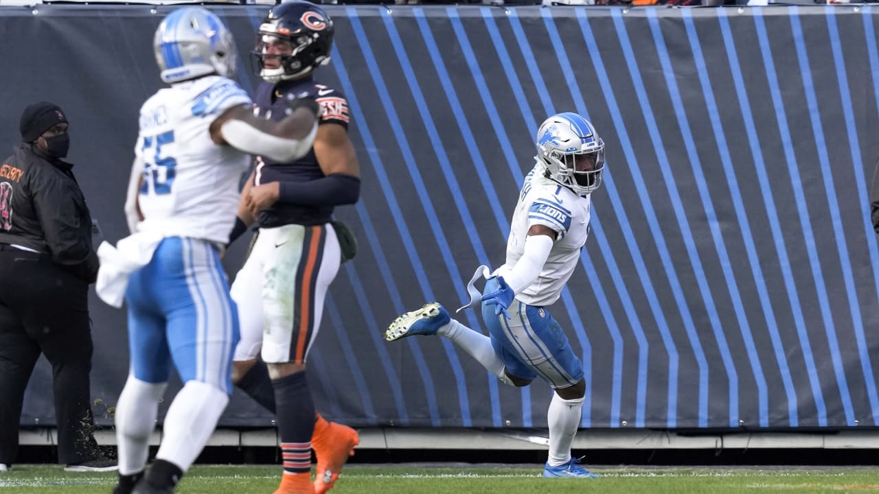 Can't-Miss Play: Detroit Lions cornerback Jeff Okudah's first NFL pick-six  TD comes via ex-Buckeye teammate Chicago Bears quarterback Justin Fields