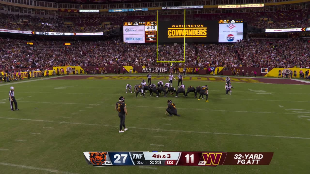 Washington Commanders kicker Joey Slye's 32-yard FG cuts Chicago Bears ...