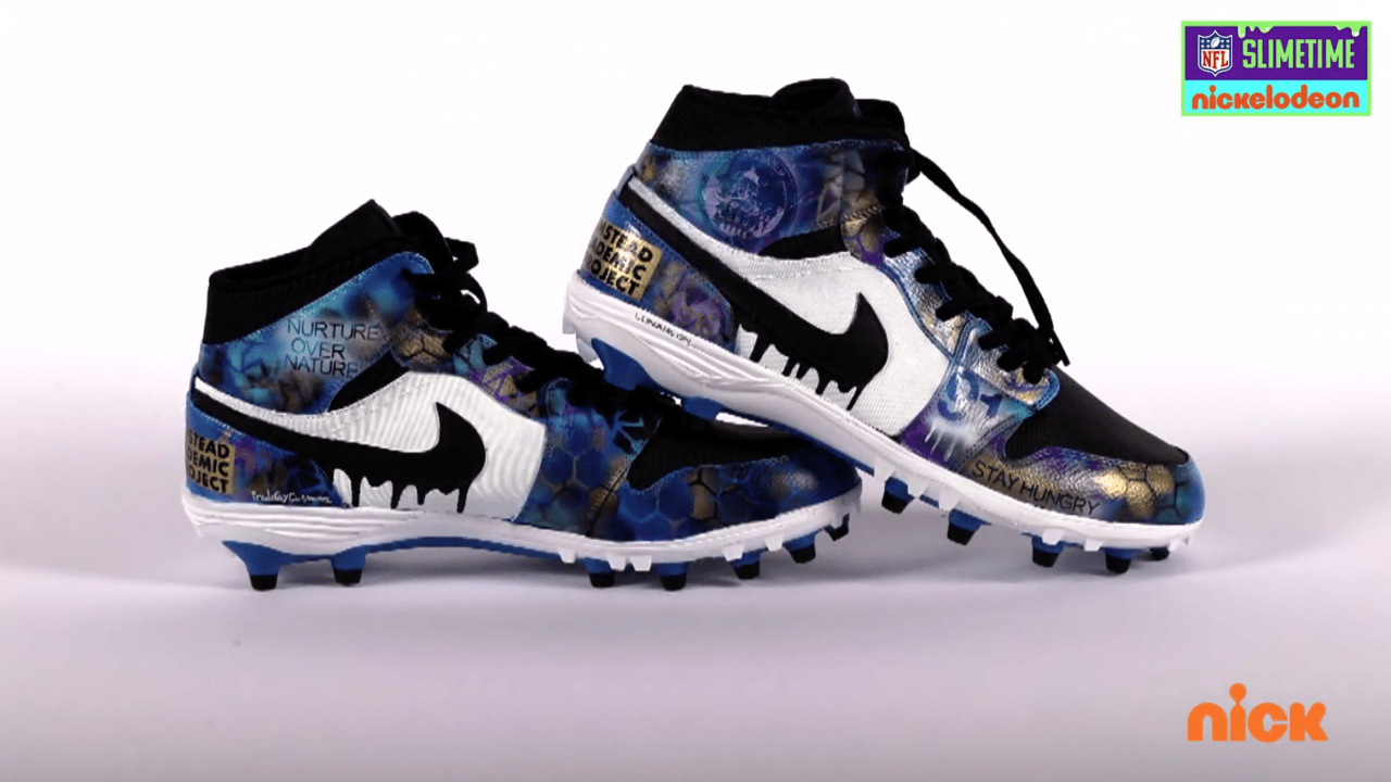 NFL Slimetime hosts Nate Burleson, Young Dylan share their favorite custom  cleats