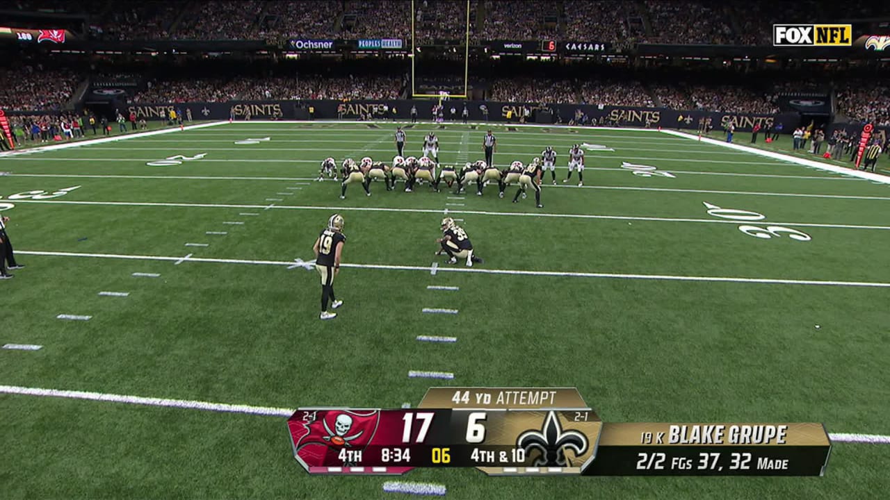 New Orleans Saints kicker Blake Grupe's 44yard FG gets it back to an