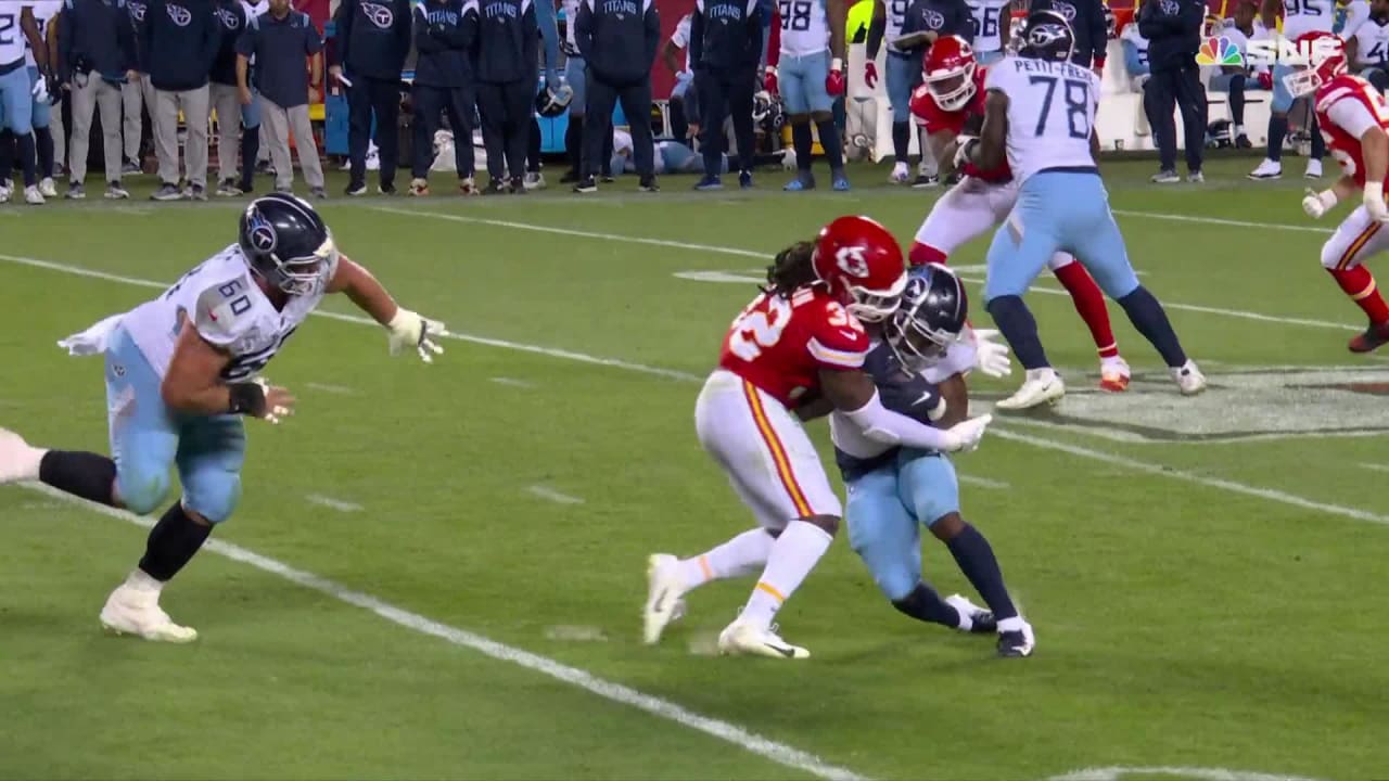 Kansas City Chiefs defensive back Nick Bolton lowers the BOOM with a