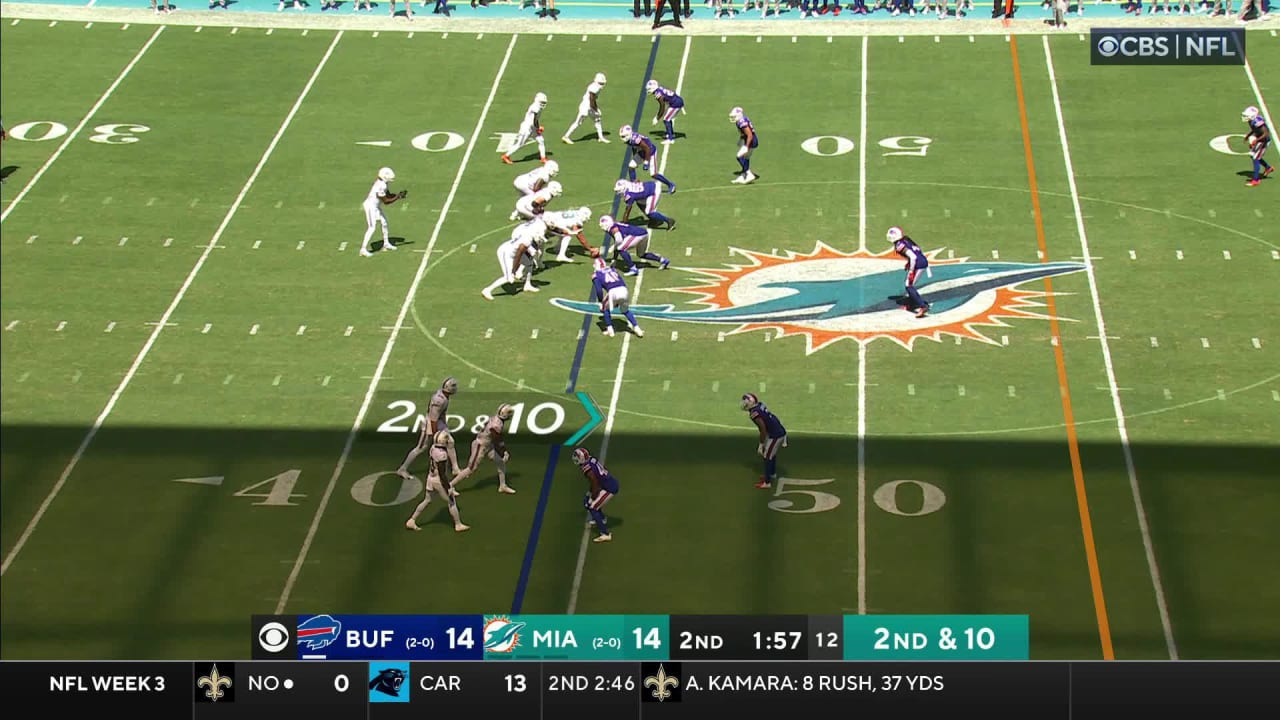 Buffalo Bills defensive end Greg Rousseau's hide and seek stunt tallies