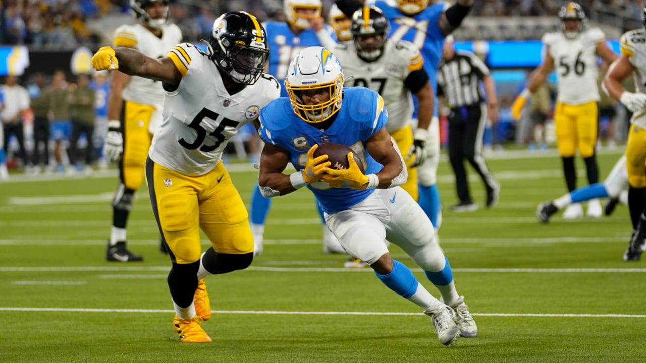 Los Angeles Chargers running back Austin Ekeler takes Herbert's