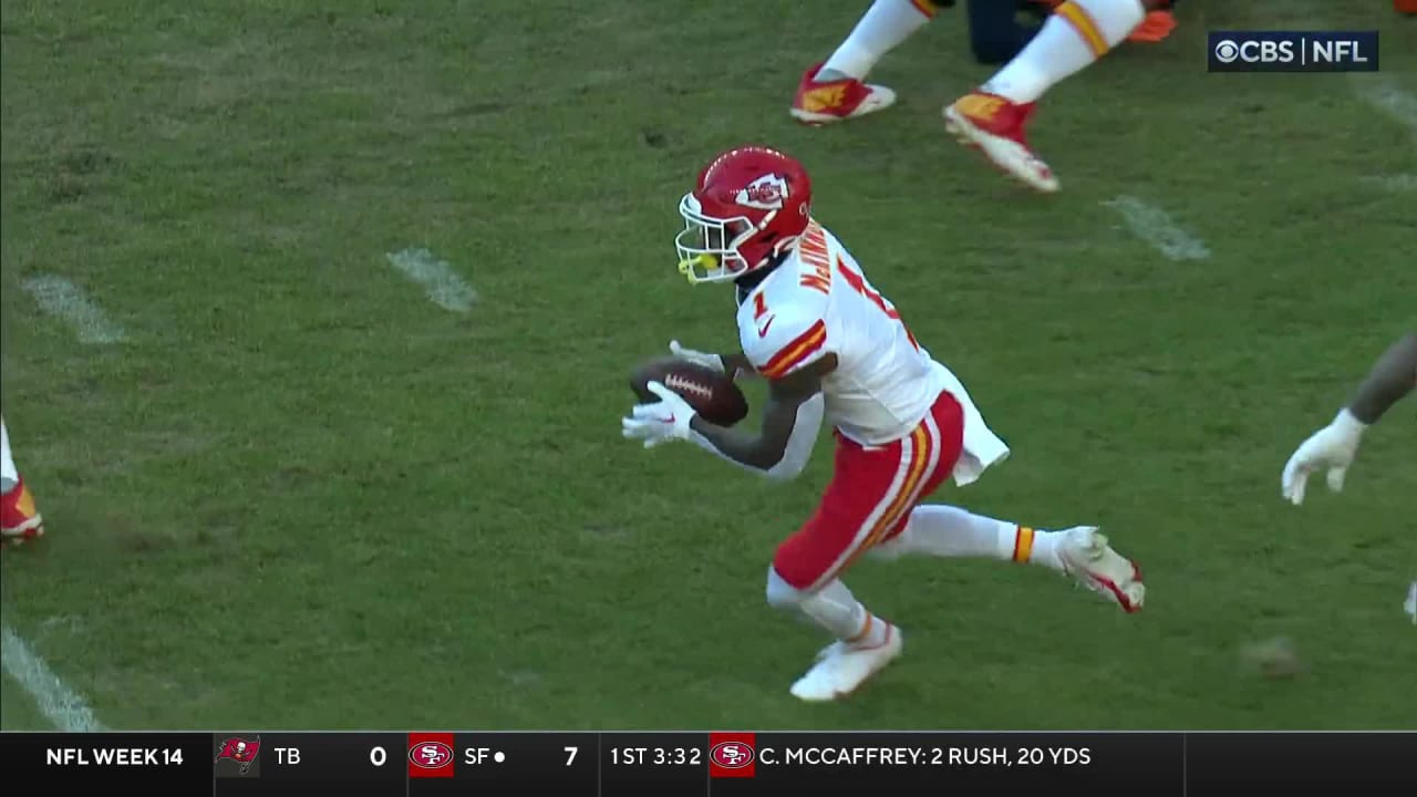 Kansas City Chiefs running back Jerick McKinnon watches from the sideline  during an NFL Divisional Playoff football game against the Jacksonville  Jaguars Saturday, Jan. 21, 2023, in Kansas City, Mo. (AP Photo/Ed