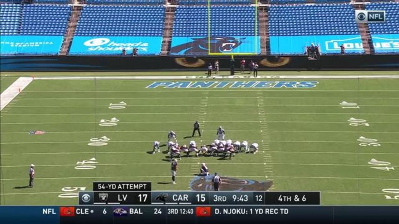 Las Vegas Raiders kicker Daniel Carlson makes a 54-yard field goal