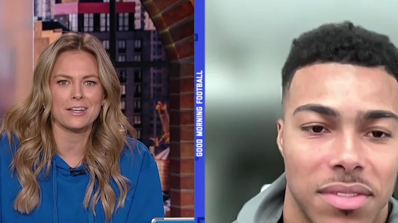 New England Patriots cornerback Marcus Jones gives advice to incoming