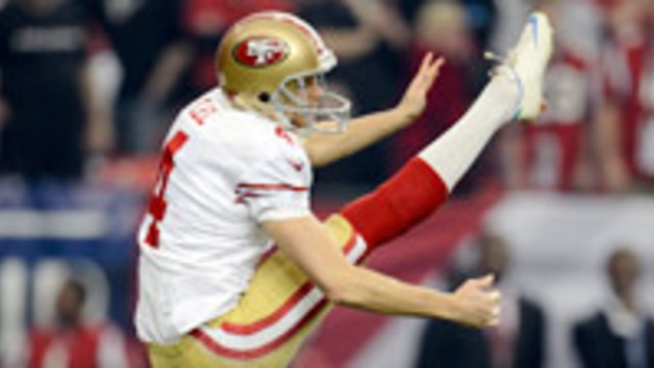 Kicker Joe Nedney and holder Andy Lee of the San Francisco 49ers