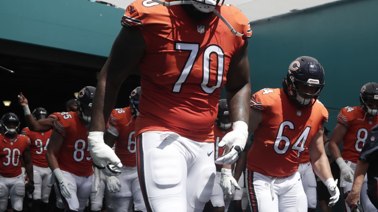 Denver Broncos offensive tackle Bobby Massie (70) gets set on the