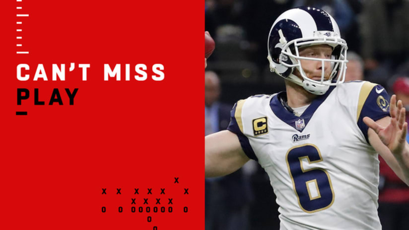 Los Angeles Rams head coach Sean McVay hands the NFC Championship trophy to  Rams quarterback Jared Goff (16) after beating the New Orleans Saints in  overtime at the Mercedes-Benz Superdome in New