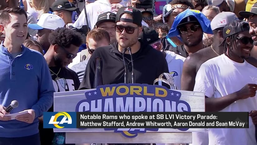 Donald, Whitworth and McVay give speeches at Rams' Super Bowl rally