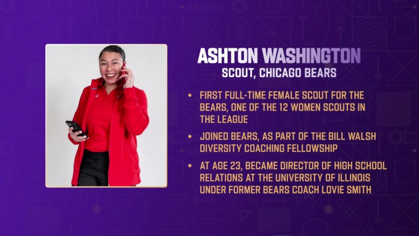 Next Woman Up: Ashton Washington, Player Personnel Coordinator for the Chicago  Bears