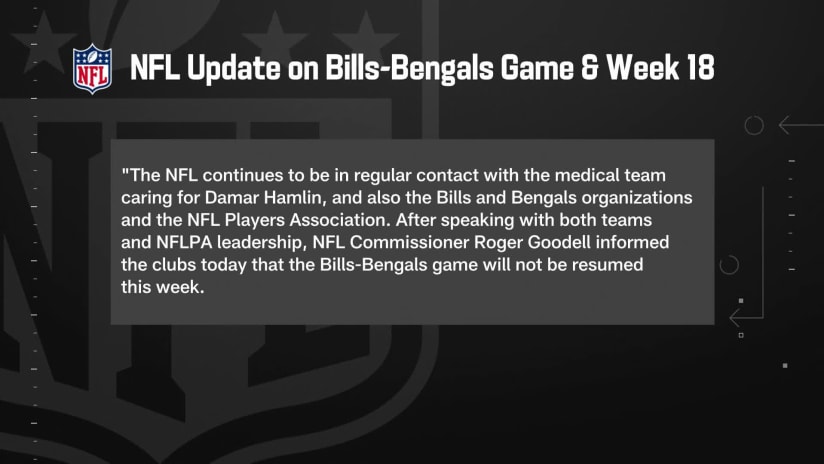 NFL announces Bills-Bengals game will not be resumed this week