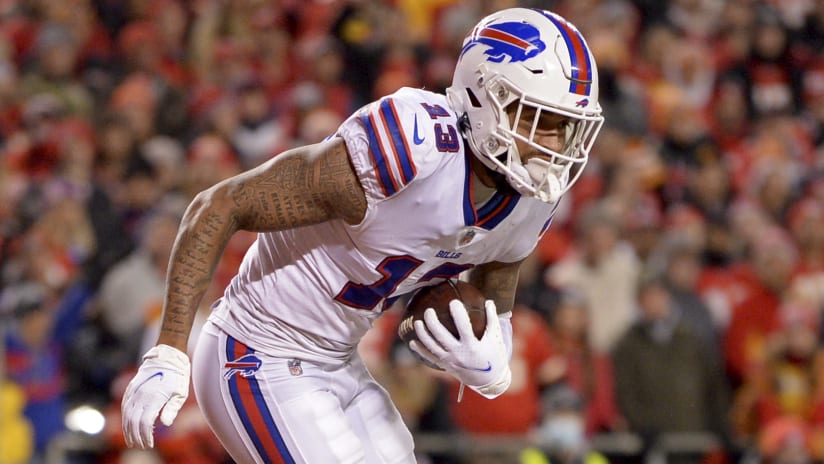 Buffalo Bills wide receiver Gabriel Davis (13) walks on the field