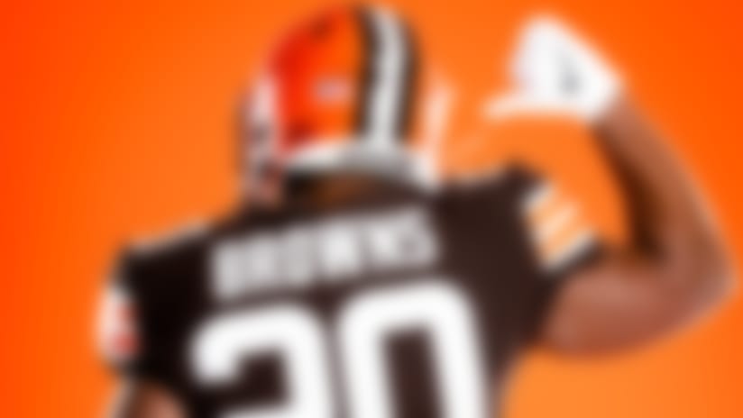 Cleveland Browns cornerback Tavierre Thomas (20) in the new Browns 2020 uniforms.