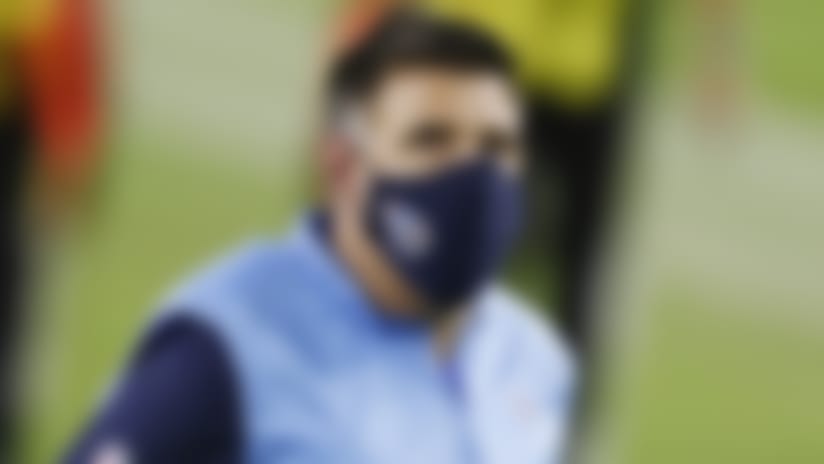 Tennessee Titans head coach Mike Vrabel leaves the field after an NFL football game against the Buffalo Bills Tuesday, Oct. 13, 2020, in Nashville, Tenn. (AP Photo/Wade Payne)