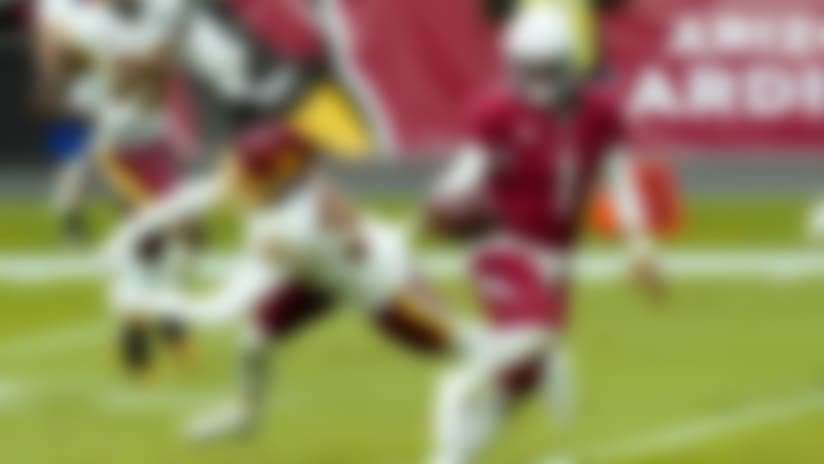 Arizona Cardinals quarterback Kyler Murray (1) runs for a touchdown as Washington Football Team free safety Troy Apke (30) misses the tackle during the second half of an NFL football game, Sunday, Sept. 20, 2020, in Glendale, Ariz.