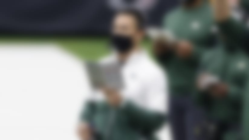 Green Bay Packers head coach Matt LaFleur looks on from the sideline against the Houston Texans during an NFL football game, Sunday, Oct. 25, 2020, in Houston. The Packers defeated the Texans 35-20. (Joe Robbins via AP)