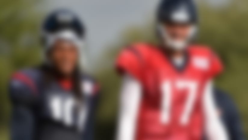 DeAndre Hopkins -- shown here at Texans camp -- learned firsthand about Brock Osweiler's professional approach when he worked out with his new quarterback in Arizona.