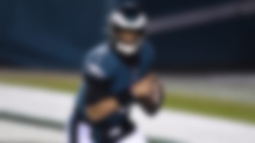 Philadelphia Eagles' Jalen Hurts plays during an NFL football game against the Washington Football Team, Sunday, Jan. 3, 2021, in Philadelphia. (AP Photo/Derik Hamilton)