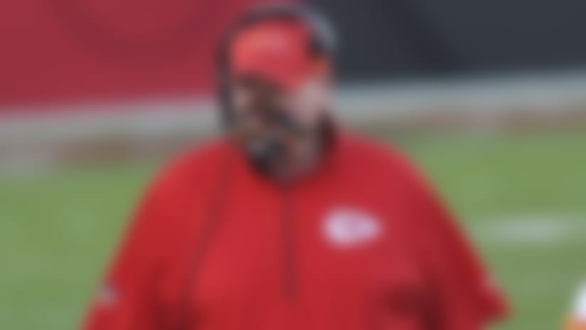 Kansas City Chiefs head coach Andy Reid wears a face mask during the first half of an NFL football game against the Tampa Bay Buccaneers Sunday, Nov. 29, 2020, in Tampa, Fla. (AP Photo/Jason Behnken)