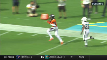 Denver Broncos wide receiver Jerry Jeudy stands on the sideline