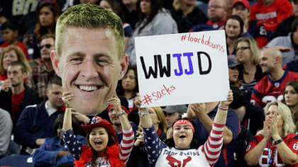 Houston Texans - Houston Texans defensive end J.J. Watt shows his Salute to  Service gloves as he warms up before the Week 9 win over Buffalo.