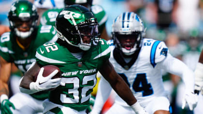 New York Jets cornerback Michael Carter II (30) on the line of