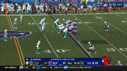 Buffalo Bills running back James Cook darts downfield for 34-yard