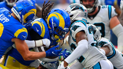 TAMPA, FL - NOVEMBER 23: Darrell Henderson Jr. (27) of the Rams carries the  ball during the regular season game between the Los Angeles Rams and the  Tampa Bay Buccaneers on November