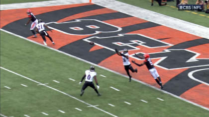 Baltimore Ravens safety Geno Stone leaps to snag Pittsburgh Steelers  quarterback Ben Roethlisberger's deep ball for INT