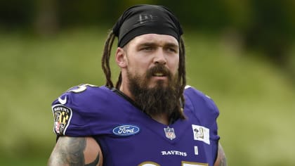 Baltimore Ravens punter Jordan Stout (11) warms up before an NFL