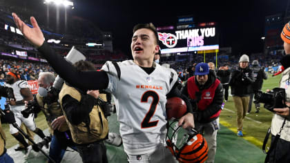 Cincinnati Bengals punter Kevin Huber (10) runs off the field after an NFL  football game against the New York Jets, Sunday, Oct. 31, 2021, in East  Rutherford, N.J. (AP Photo/Adam Hunger Stock