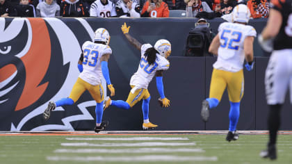 Los Angeles Chargers defensive back Tevaughn Campbell (20) goes in