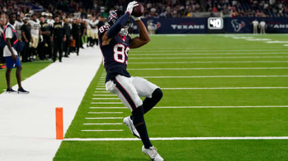 Houston Texans wide receiver Johnny Johnson III (89) catches a pass during  the second half of an NFL preseason football game against the New Orleans  Saints Saturday, Aug. 13, 2022, in Houston. (