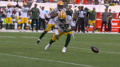 Green Bay Packers defensive back Rasul Douglas picks off Buffalo Bills  quarterback Josh Allen's throw over the middle for a key interception for  the Packers' defense